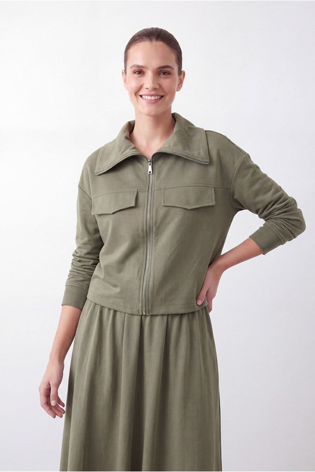 26Y6634 - HAKİ - FERMUARLI ETEKLİ TAKIM 