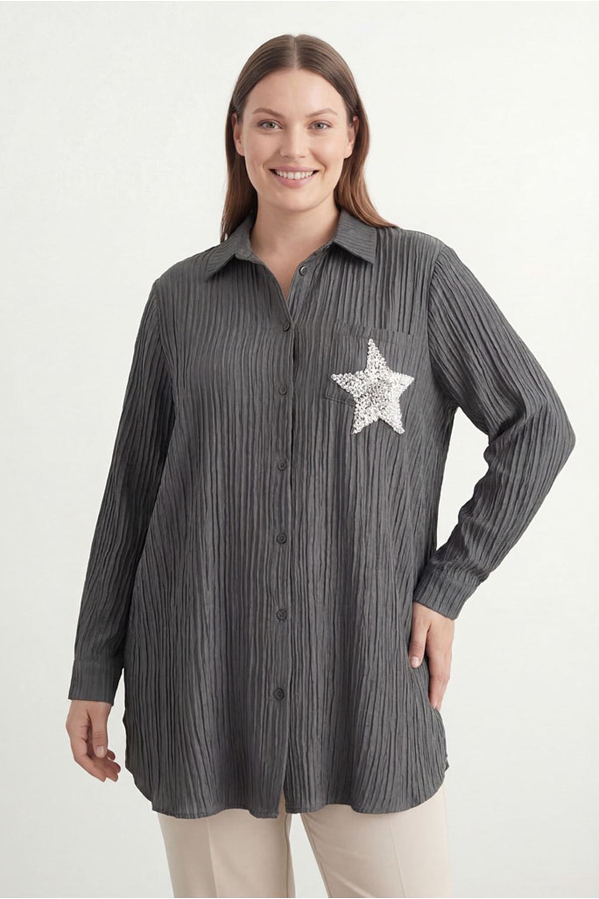 26Y6580 - ANTRASİT - YILDIZ GÖMLEK