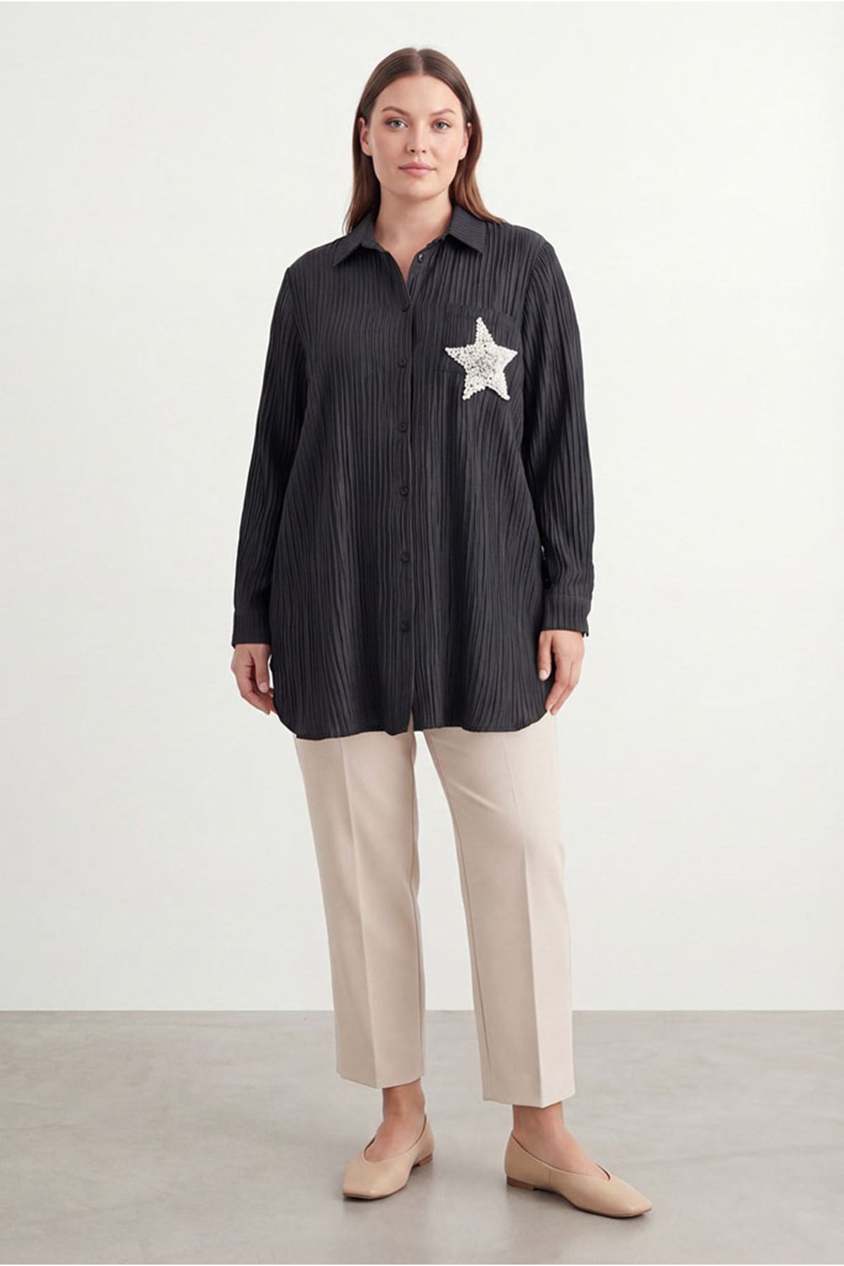 26Y6580 - SİYAH - YILDIZ GÖMLEK 