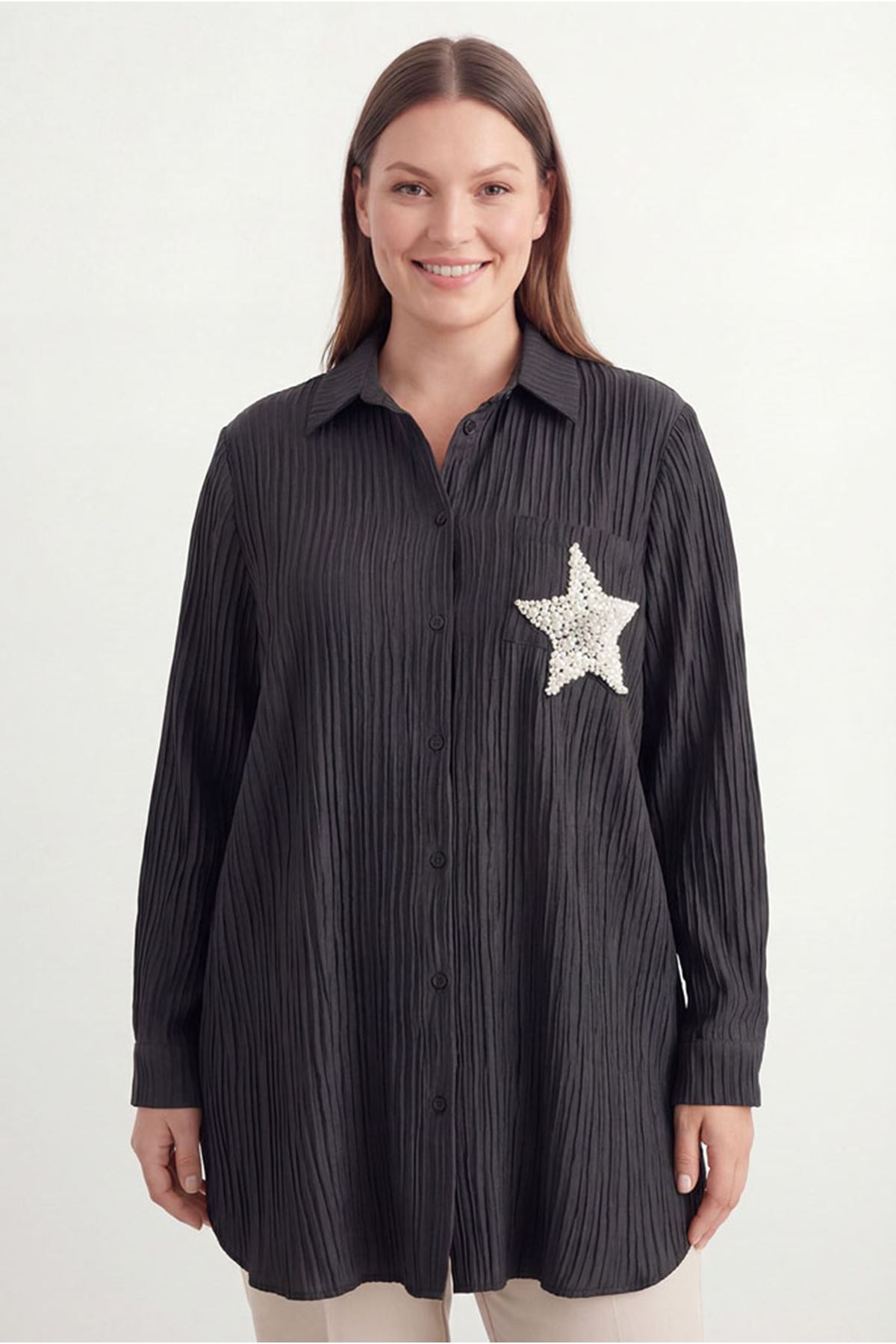 26Y6580 - SİYAH - YILDIZ GÖMLEK 