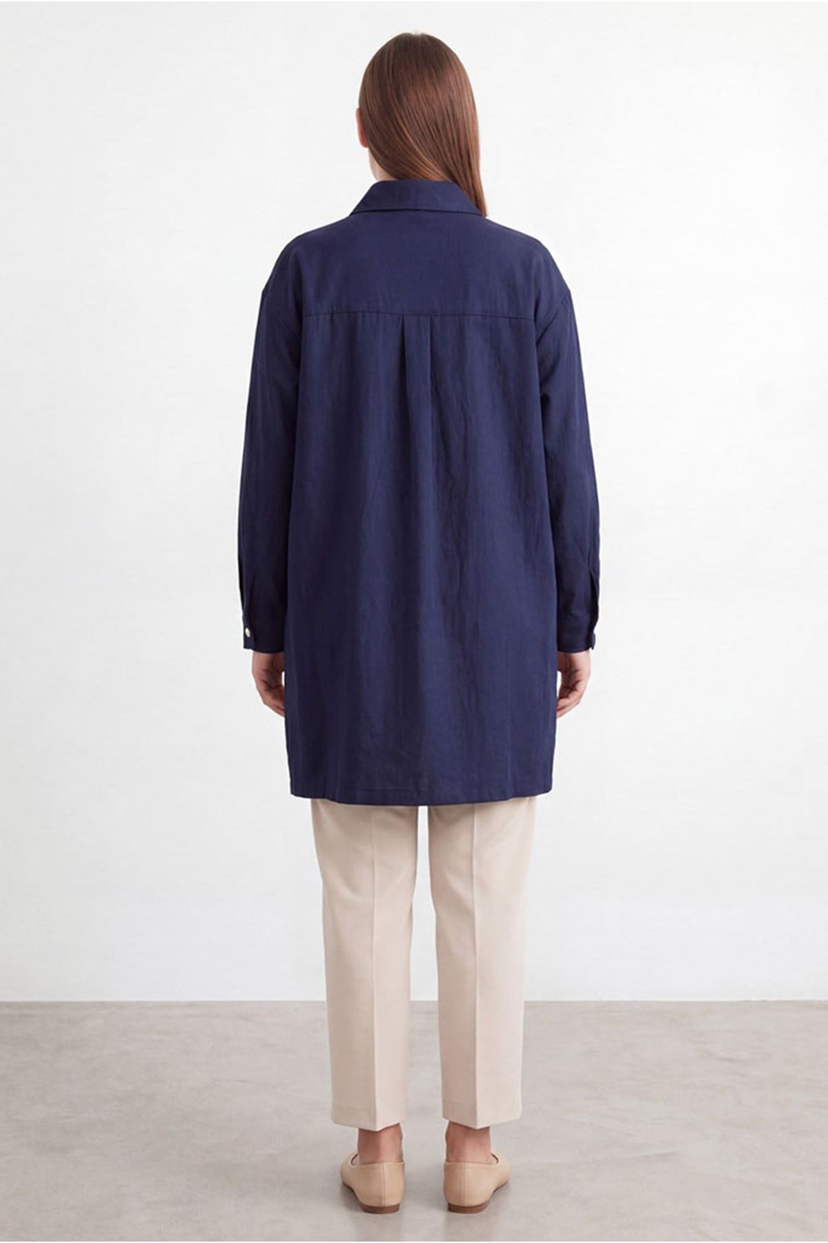 26Y7254 - LACİVERT - TAŞLI FERMUARLI CEKET