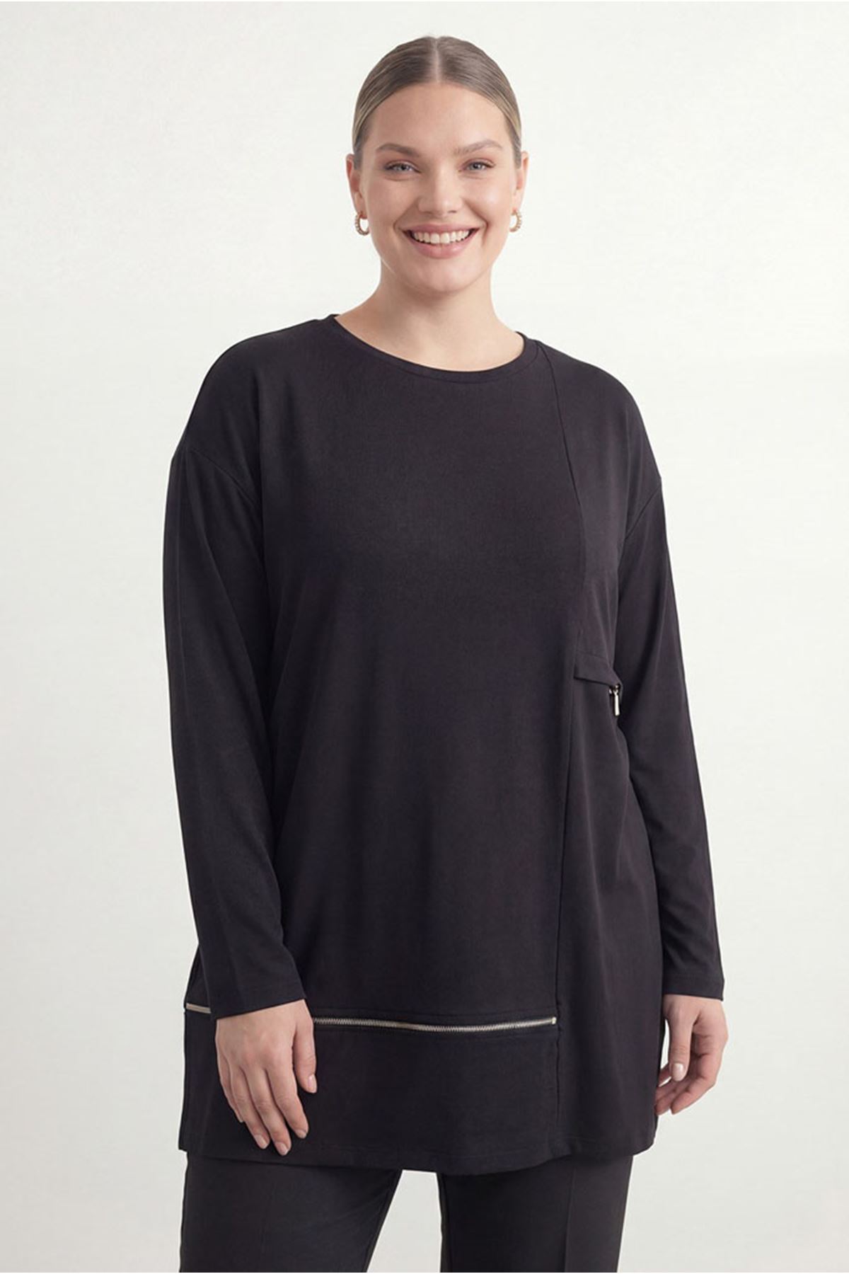 26Y6585 - SİYAH  - PARAŞÜT DETAY TUNİK