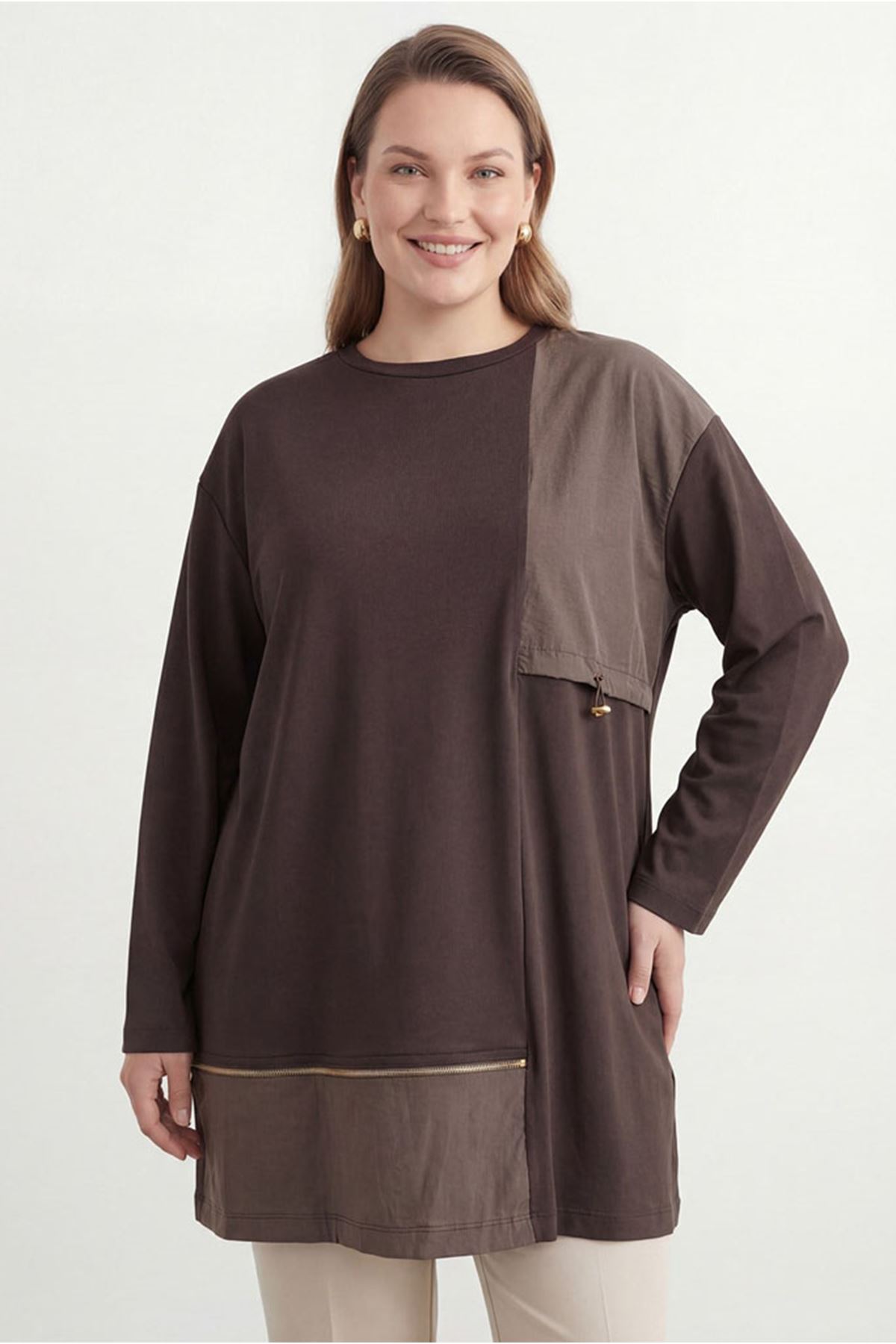 26Y6585 - KAHVE - PARAŞÜT DETAY TUNİK 