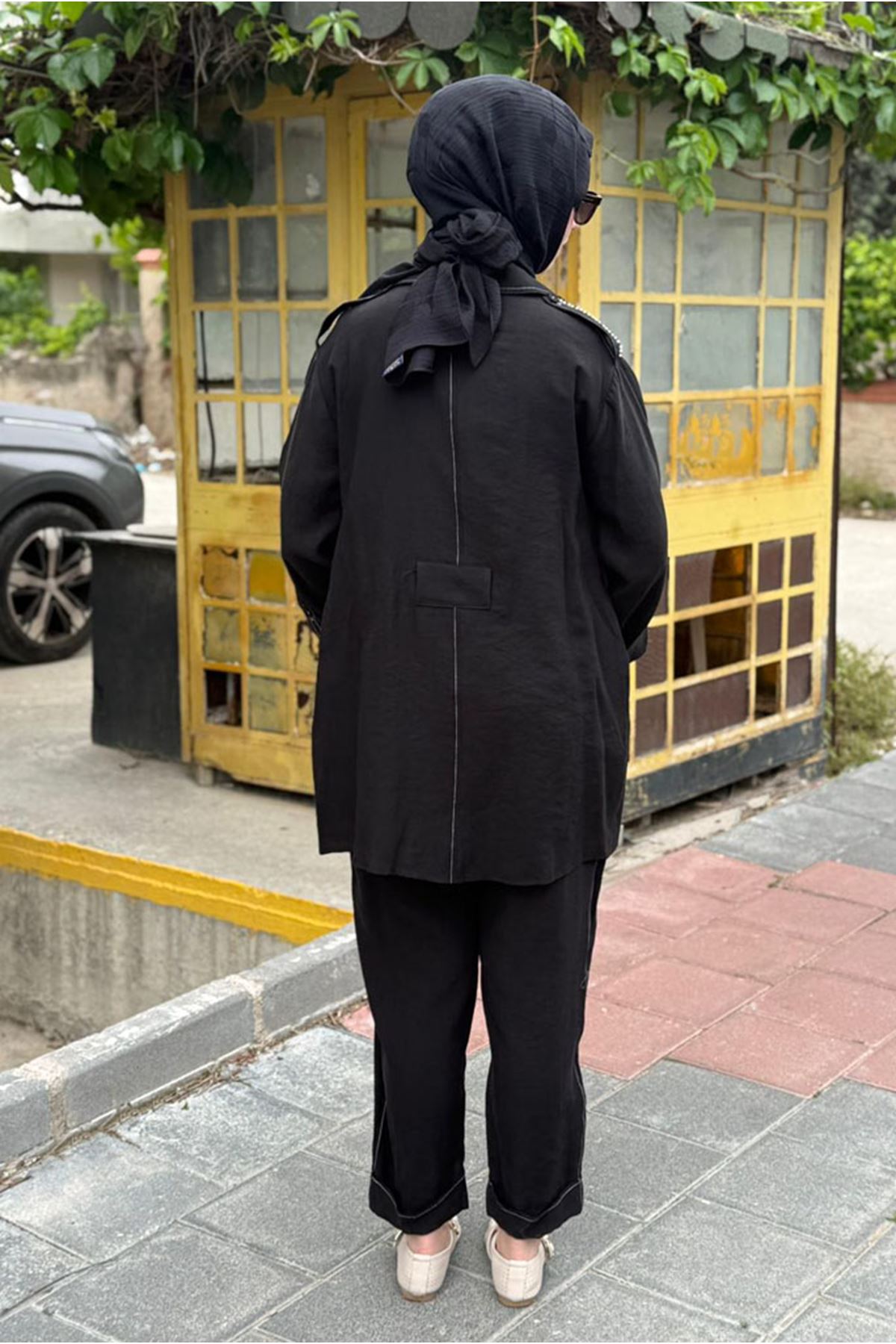 26Y6668 - SİYAH - MODAL TUNİK  YELEK VE PANTOLON TAKIM