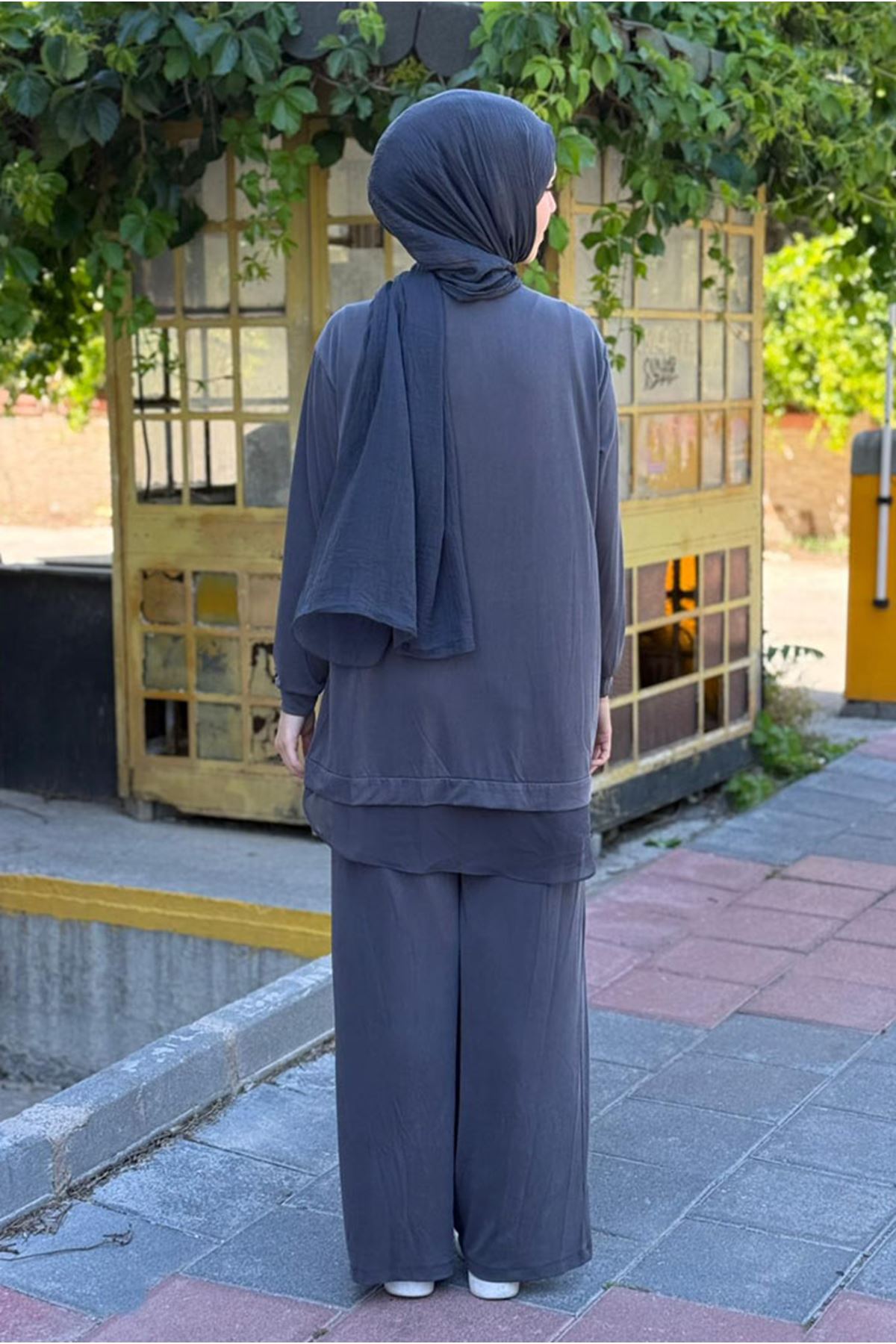 26Y6672 - ANTRASİT - TÜL DETAYLI TUNİKLİ TAKIM