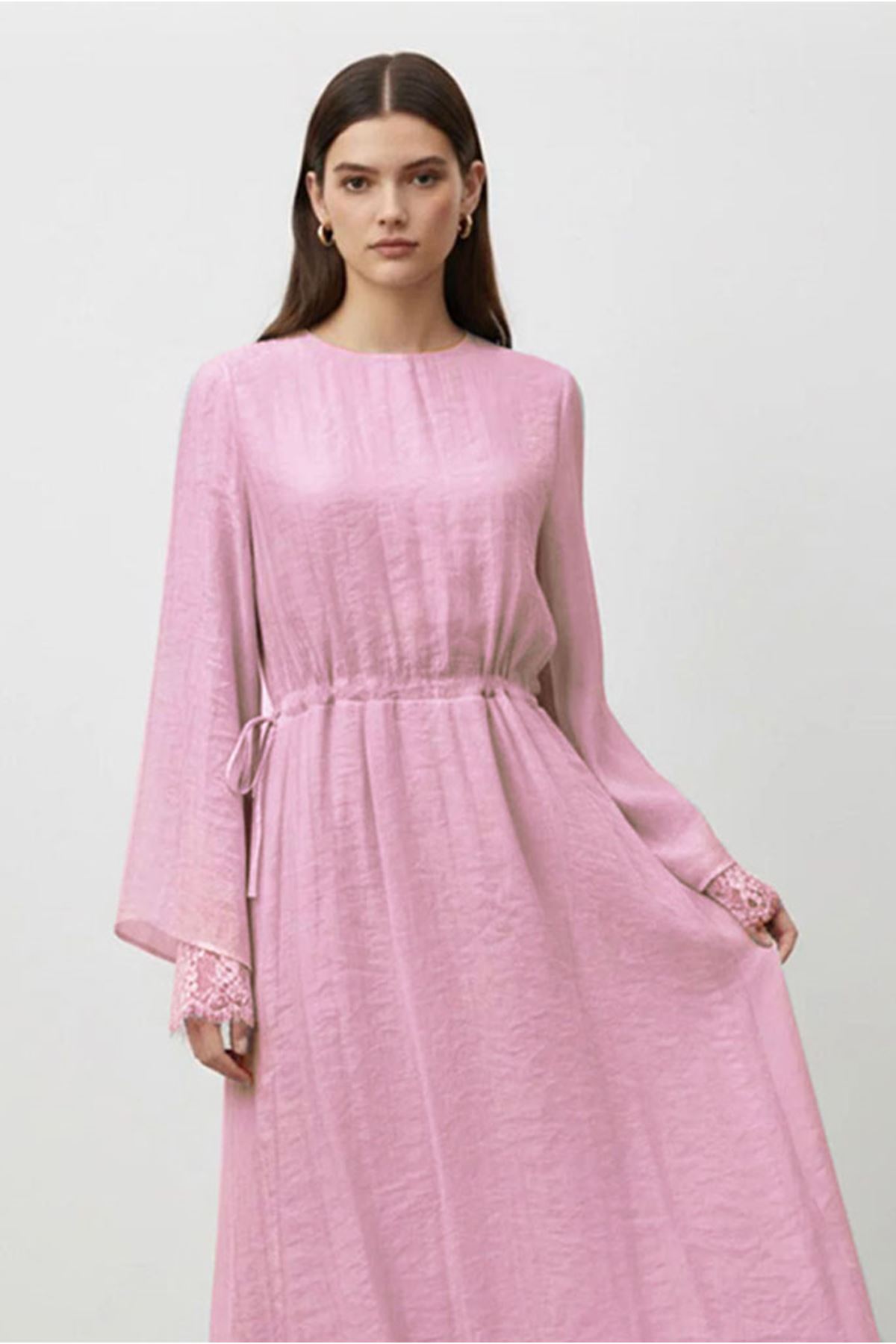 26Y7454 - PEMBE - ROMANTİK ELBİSE