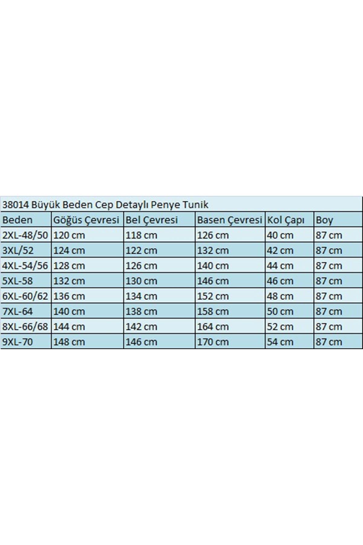 38014 Büyük Beden Cep Detaylı Penye Tunik - Kahve