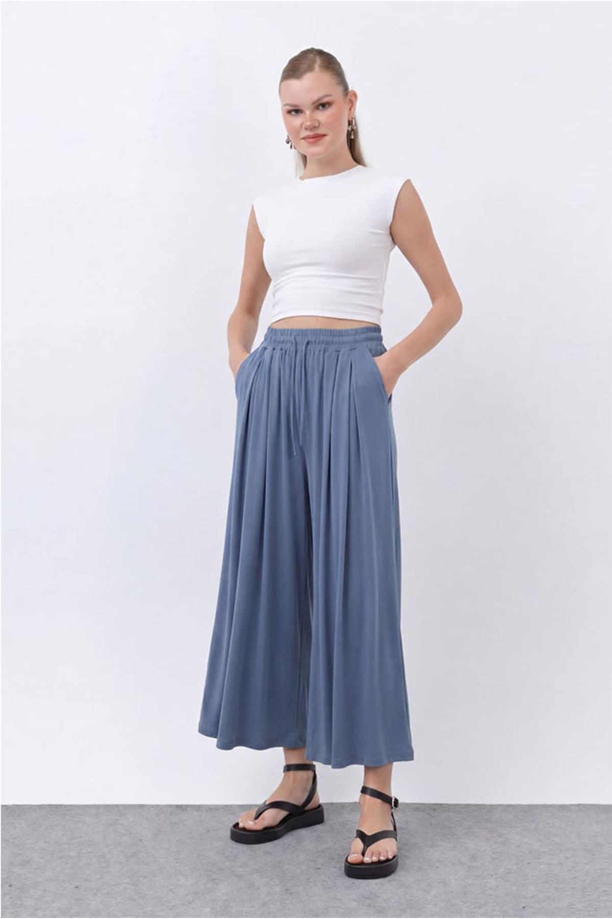 26Y7322 - İNDİGO -  MODAL ETEK PANTOLON 