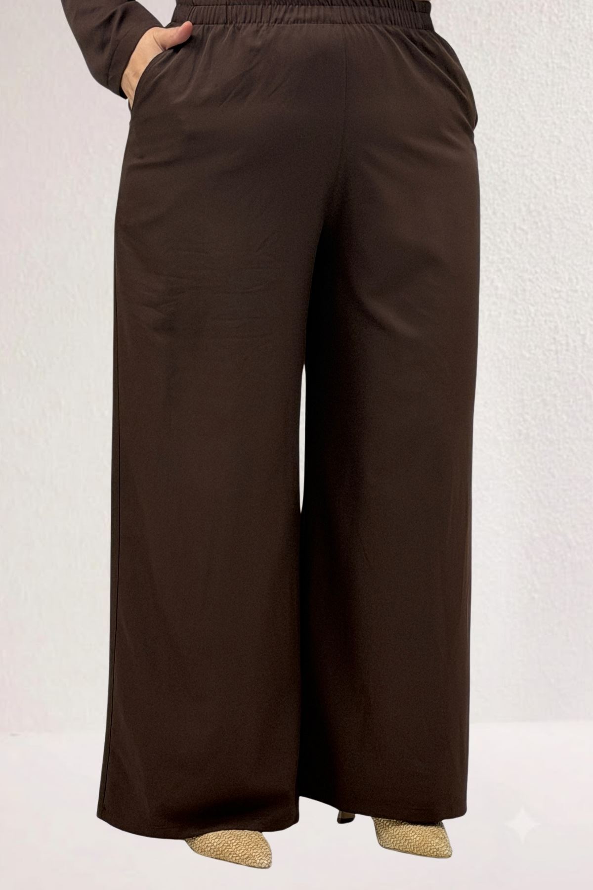 67056-1 Büyük Beden Blazer Ceket - Pantolon Nova Takım - Kahve