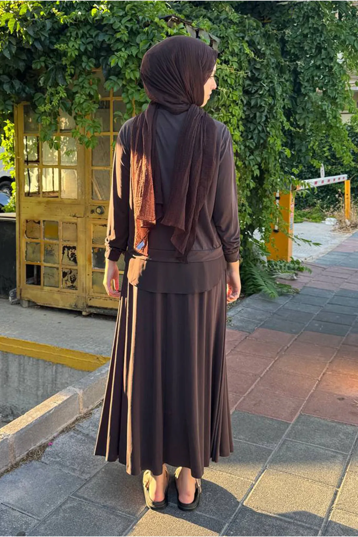 26Y6686 - KAHVE - TÜL DETAY BAMBU ETEKLİ TAKIM