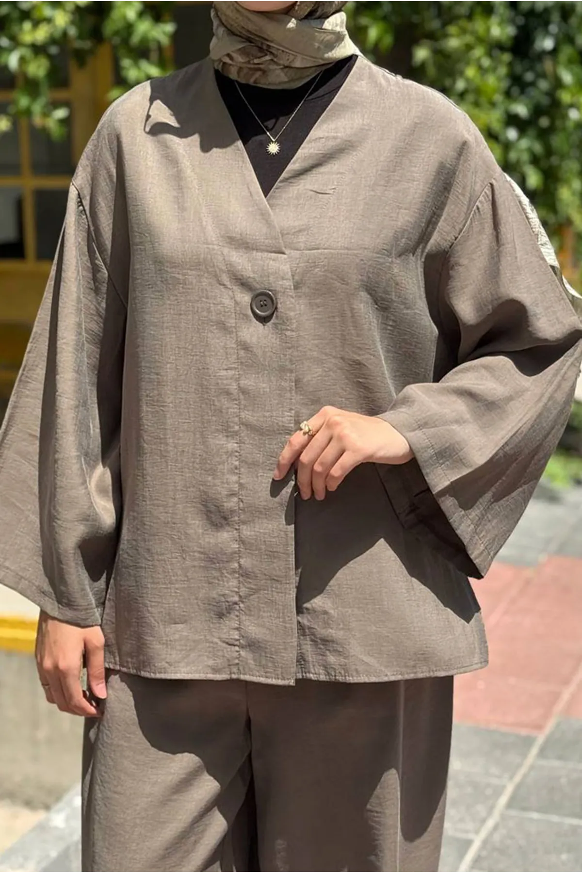 26Y6684 - HAKİ - TEK DÜĞME CEKETLİ MODAL  TAKIM