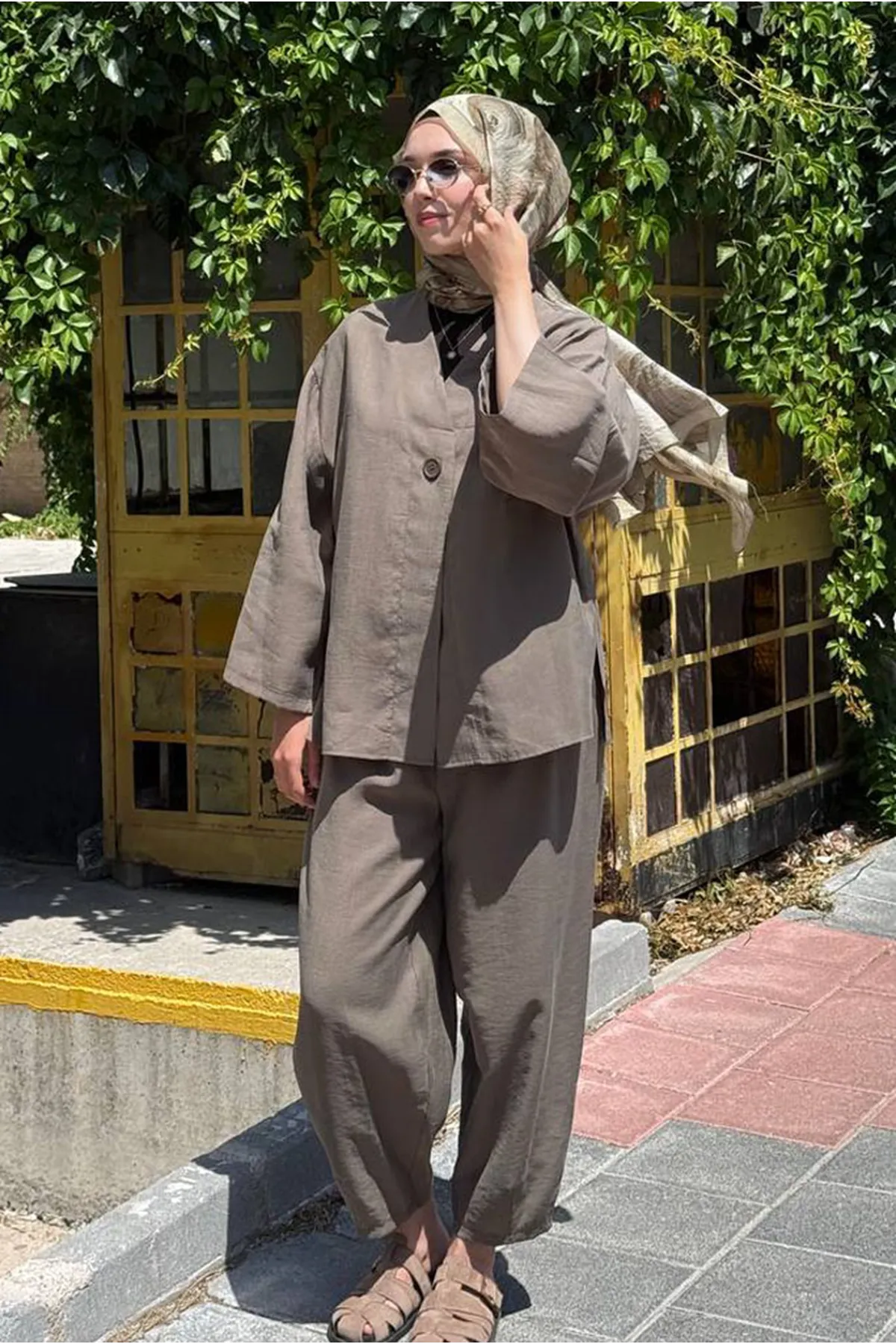 26Y6684 - HAKİ - TEK DÜĞME CEKETLİ MODAL  TAKIM