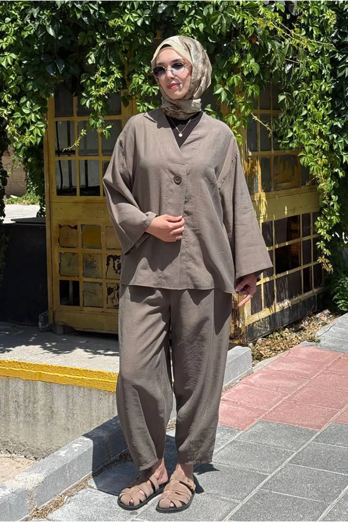 26Y6684 - HAKİ - TEK DÜĞME CEKETLİ MODAL  TAKIM