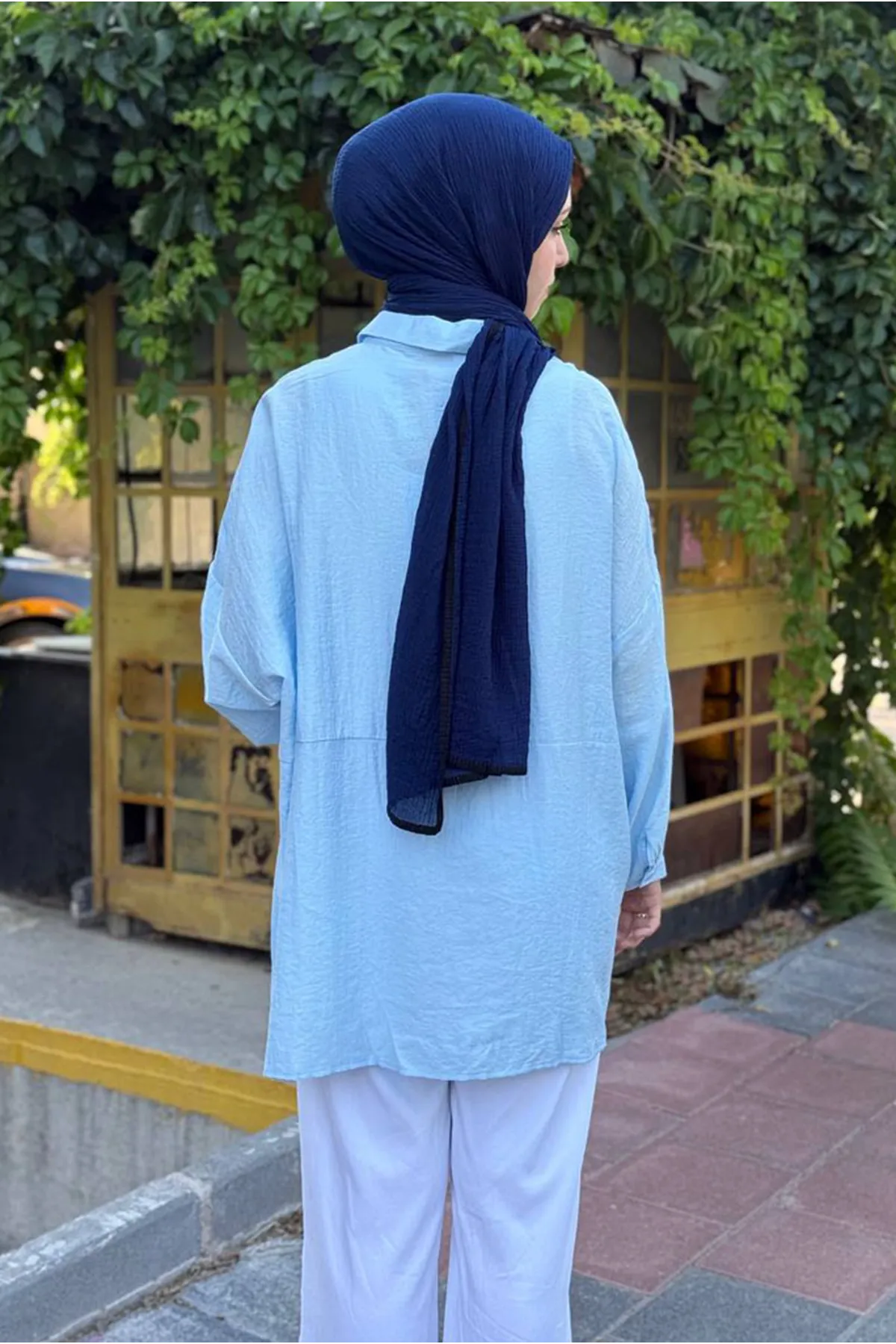 26Y6502 - BEBE MAVİSİ -  İPEK MODAL OVERSİZE GÖMLEK