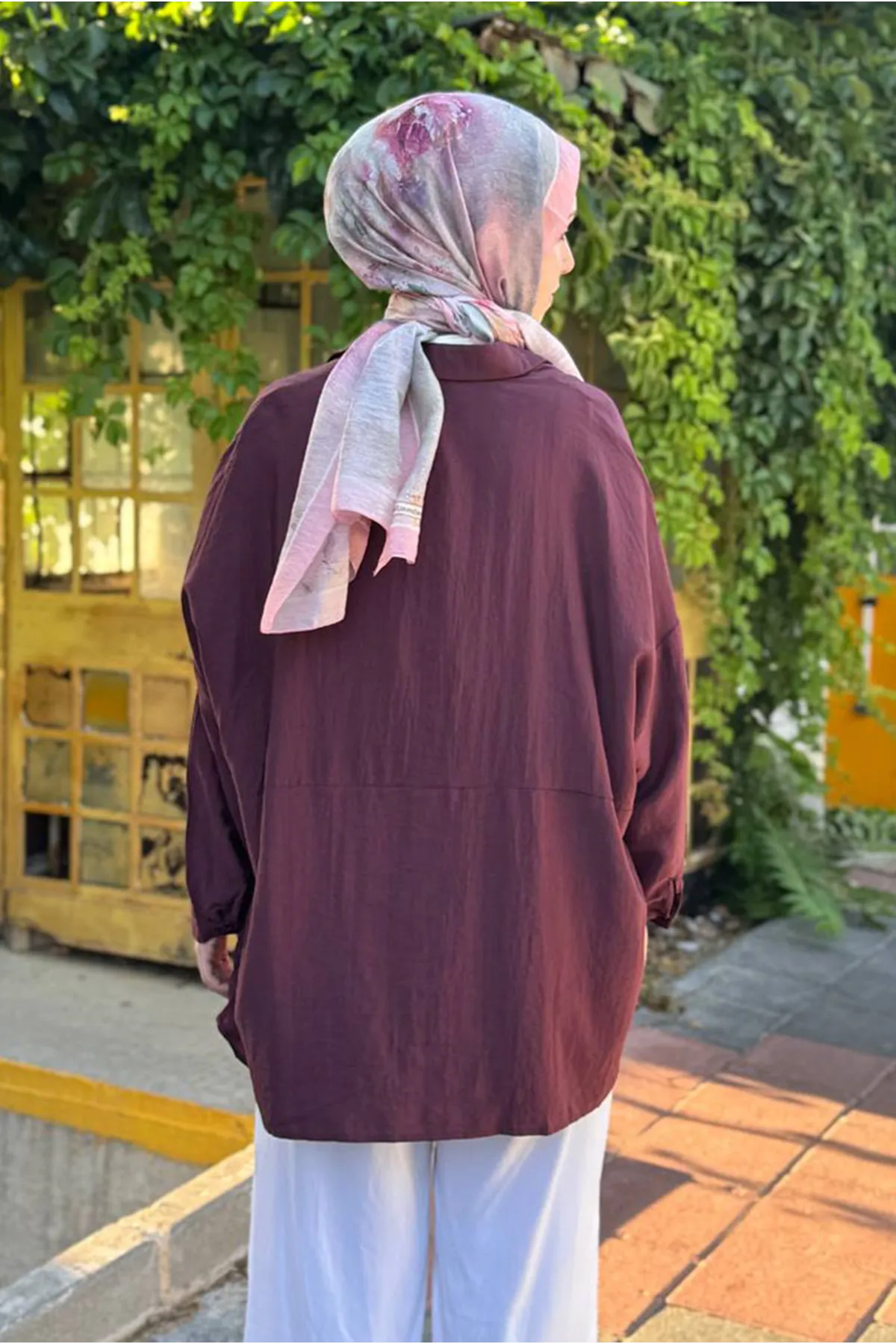 26Y6502 - BORDO -  İPEK MODAL OVERSİZE GÖMLEK