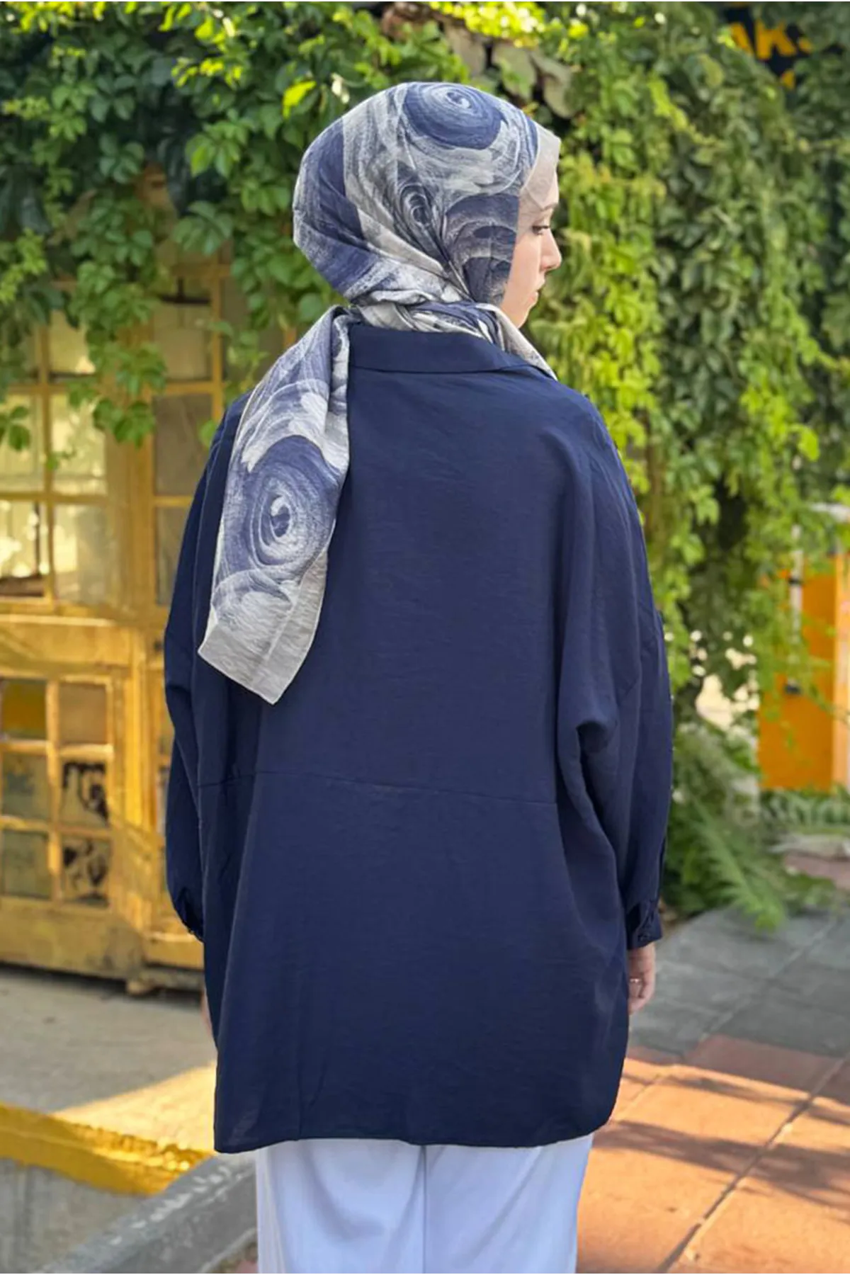 26Y6502 - LACİVERT -  İPEK MODAL OVERSİZE GÖMLEK