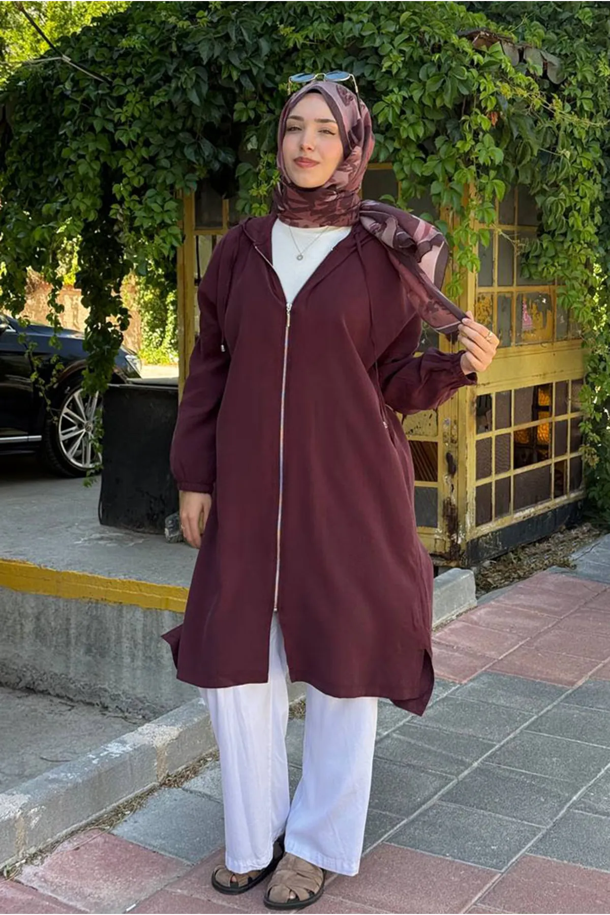 26Y7264 - BORDO - KAPİŞONLU FERMUARLI KAP