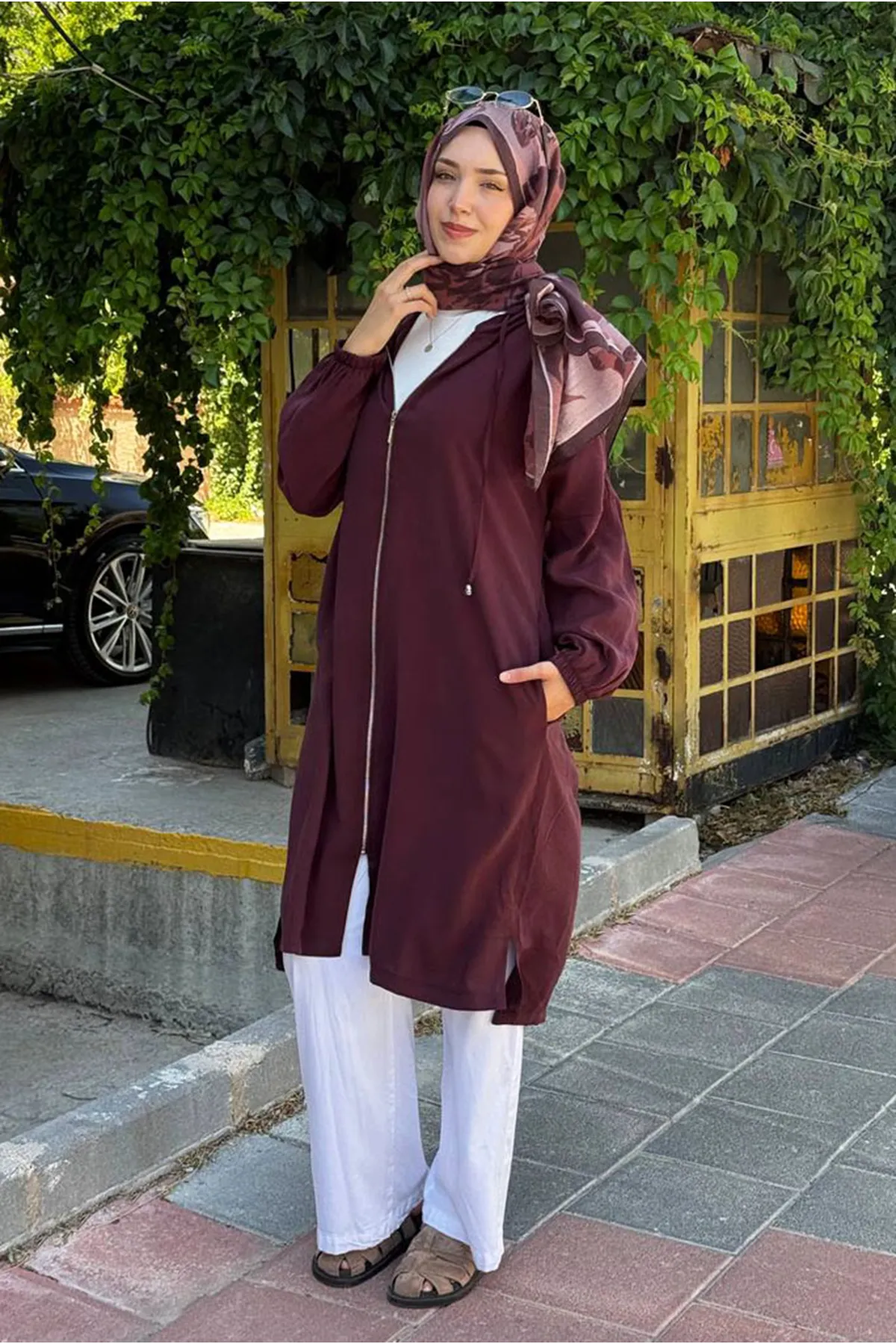 26Y7264 - BORDO - KAPİŞONLU FERMUARLI KAP