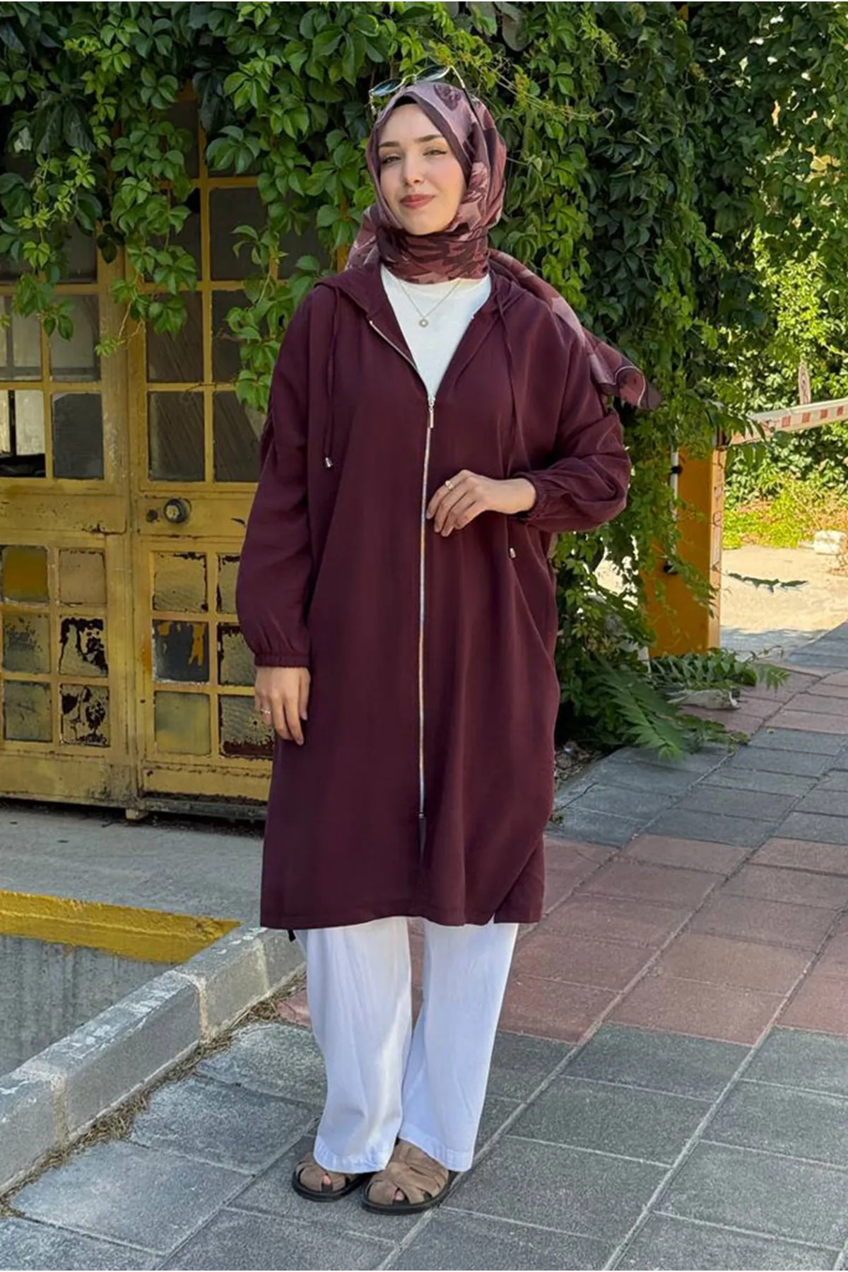 26Y7264 - BORDO - KAPİŞONLU FERMUARLI KAP