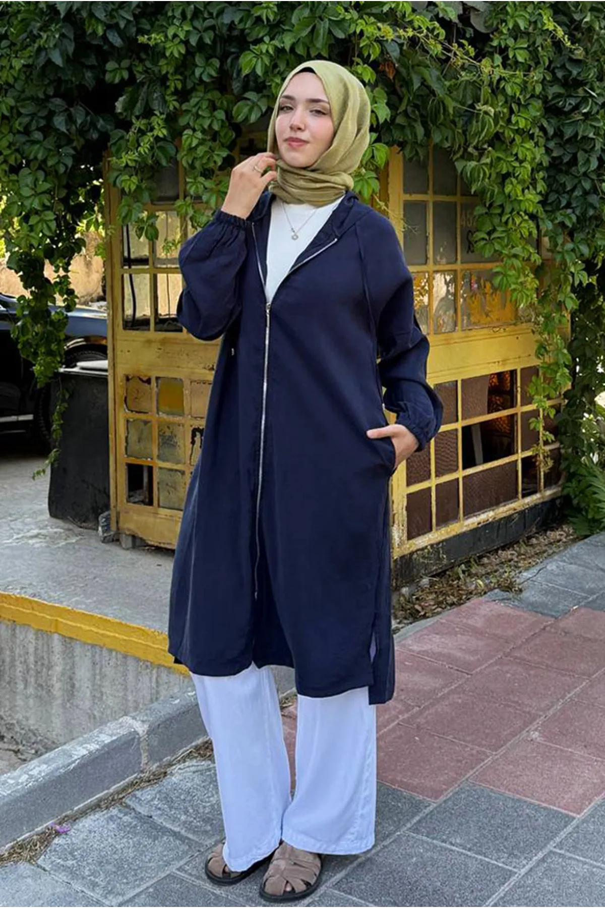 26Y7264 - LACİVERT - KAPİŞONLU FERMUARLI KAP