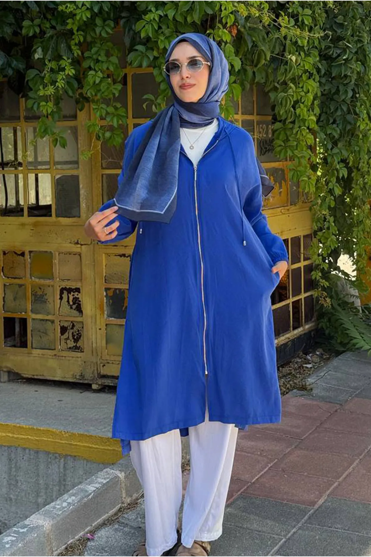 26Y7264 - SAKS - KAPİŞONLU FERMUARLI KAP