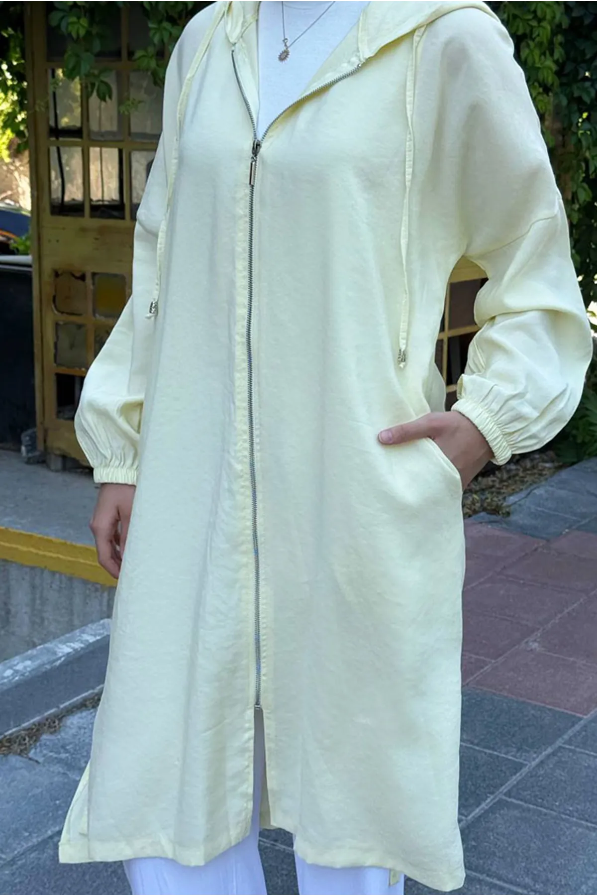 26Y7264 - SARI - KAPİŞONLU FERMUARLI KAP