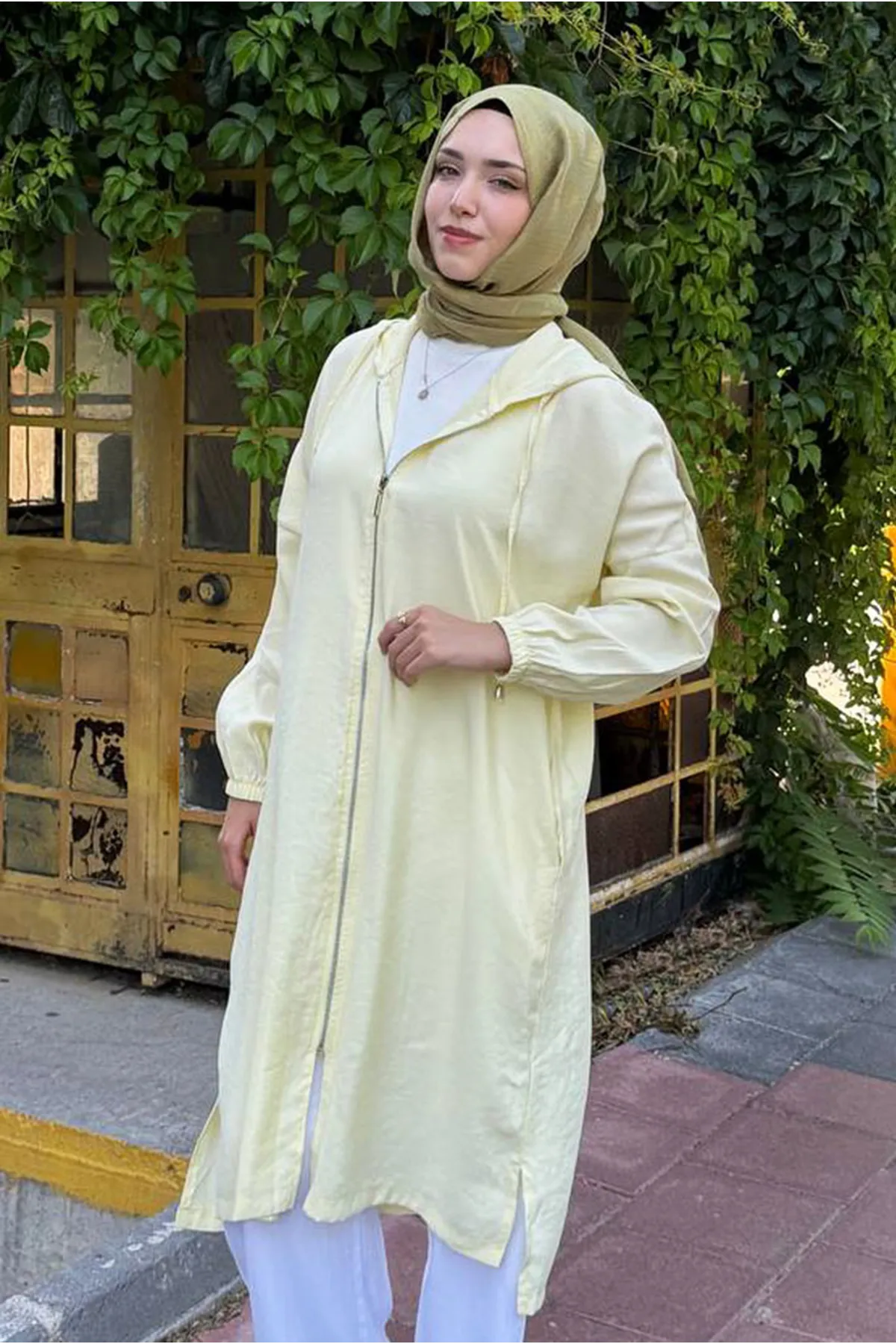 26Y7264 - SARI - KAPİŞONLU FERMUARLI KAP