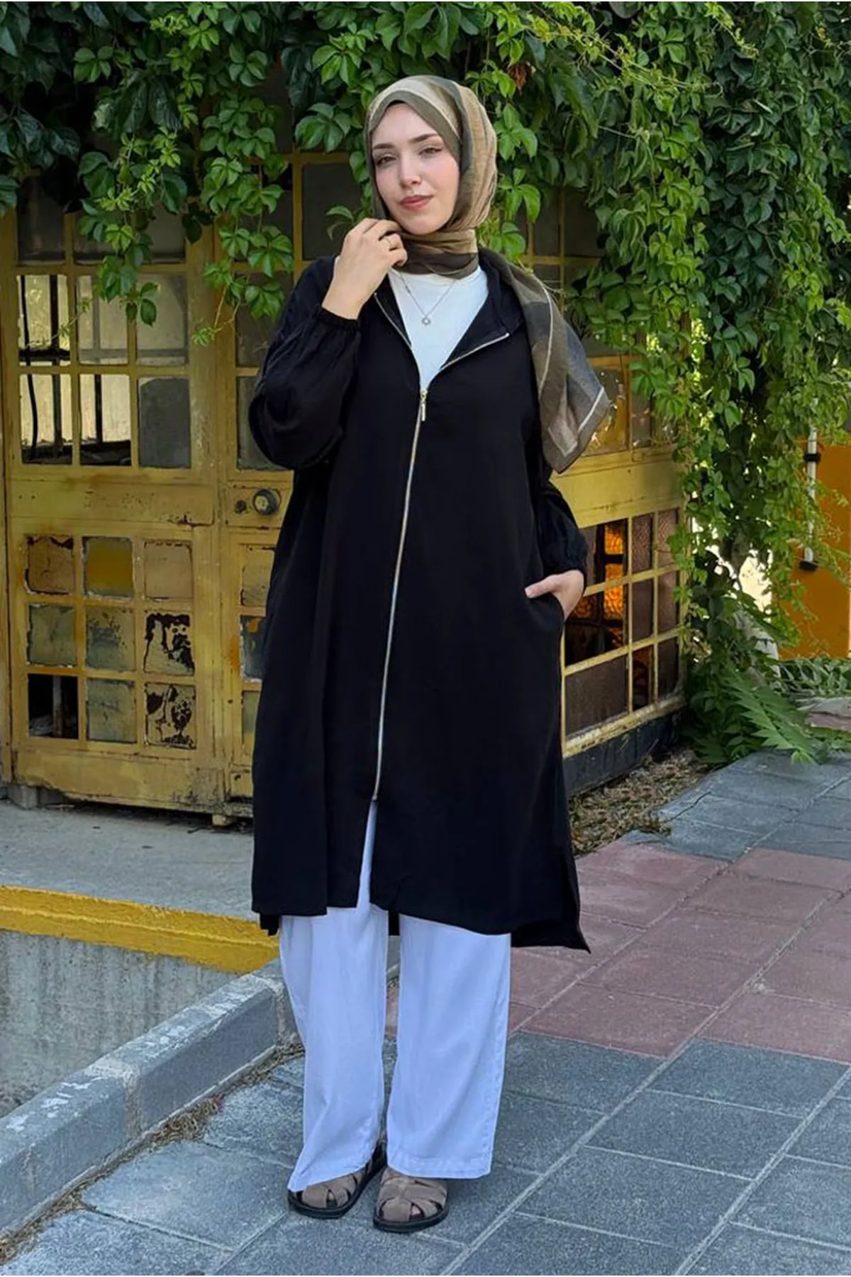 26Y7264 - SİYAH - KAPİŞONLU FERMUARLI KAP