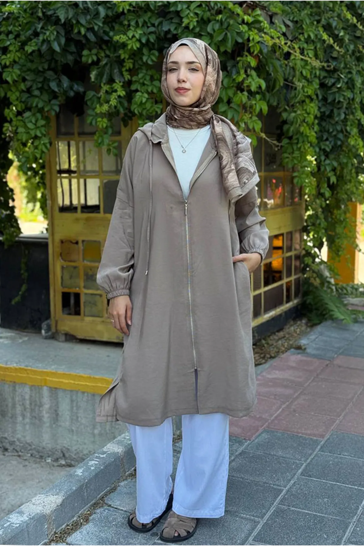 26Y7264 - VİZON  - KAPİŞONLU FERMUARLI KAP