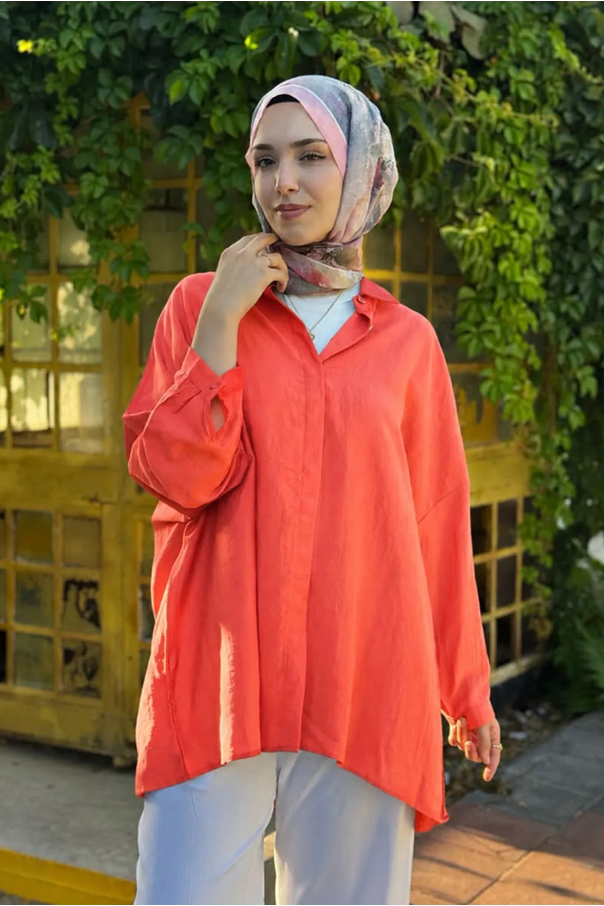 26Y6502 - CORAL-  İPEK MODAL OVERSİZE GÖMLEK