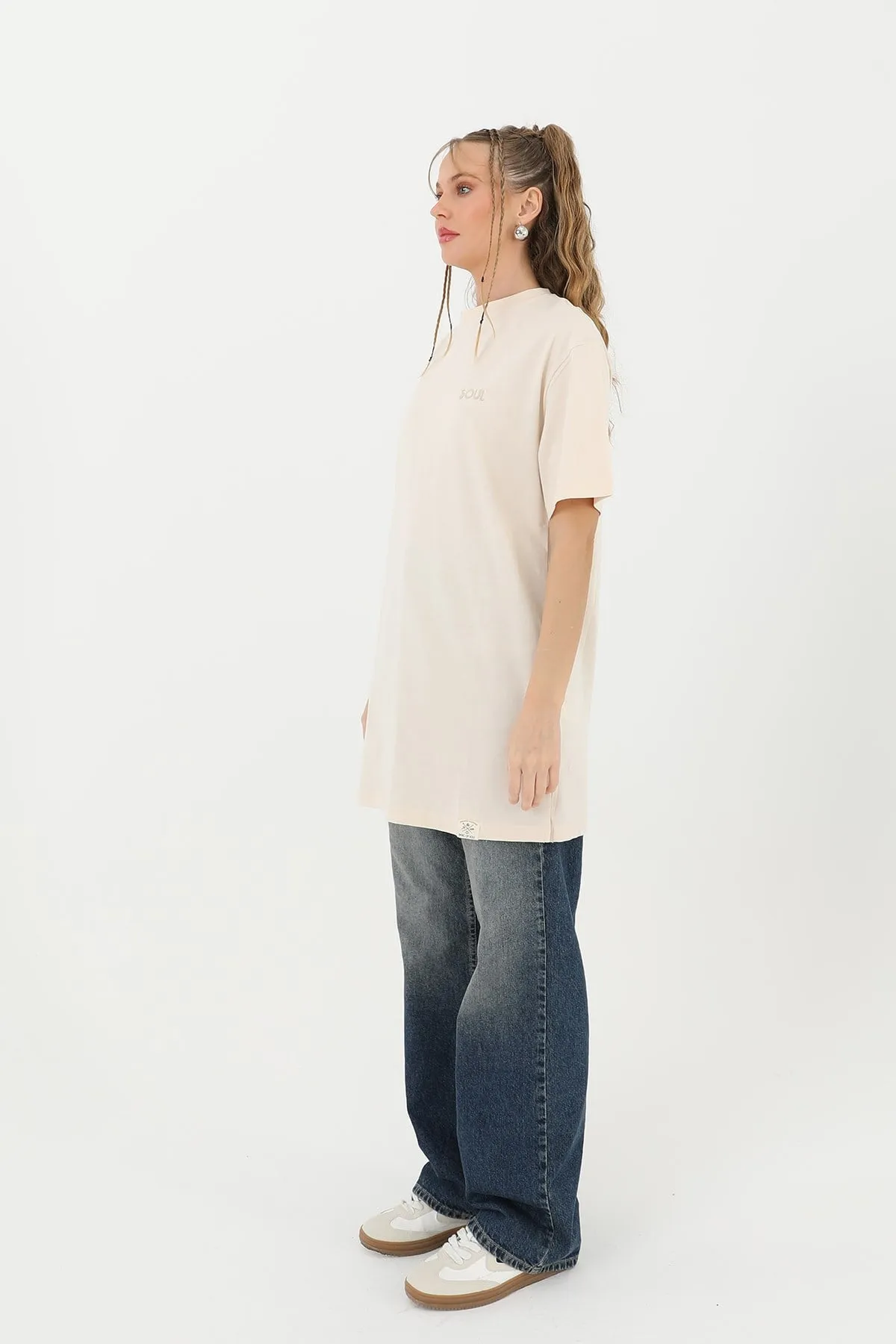 26Y3927 - BEJ - SOUL NAKIŞLI TSHIRT