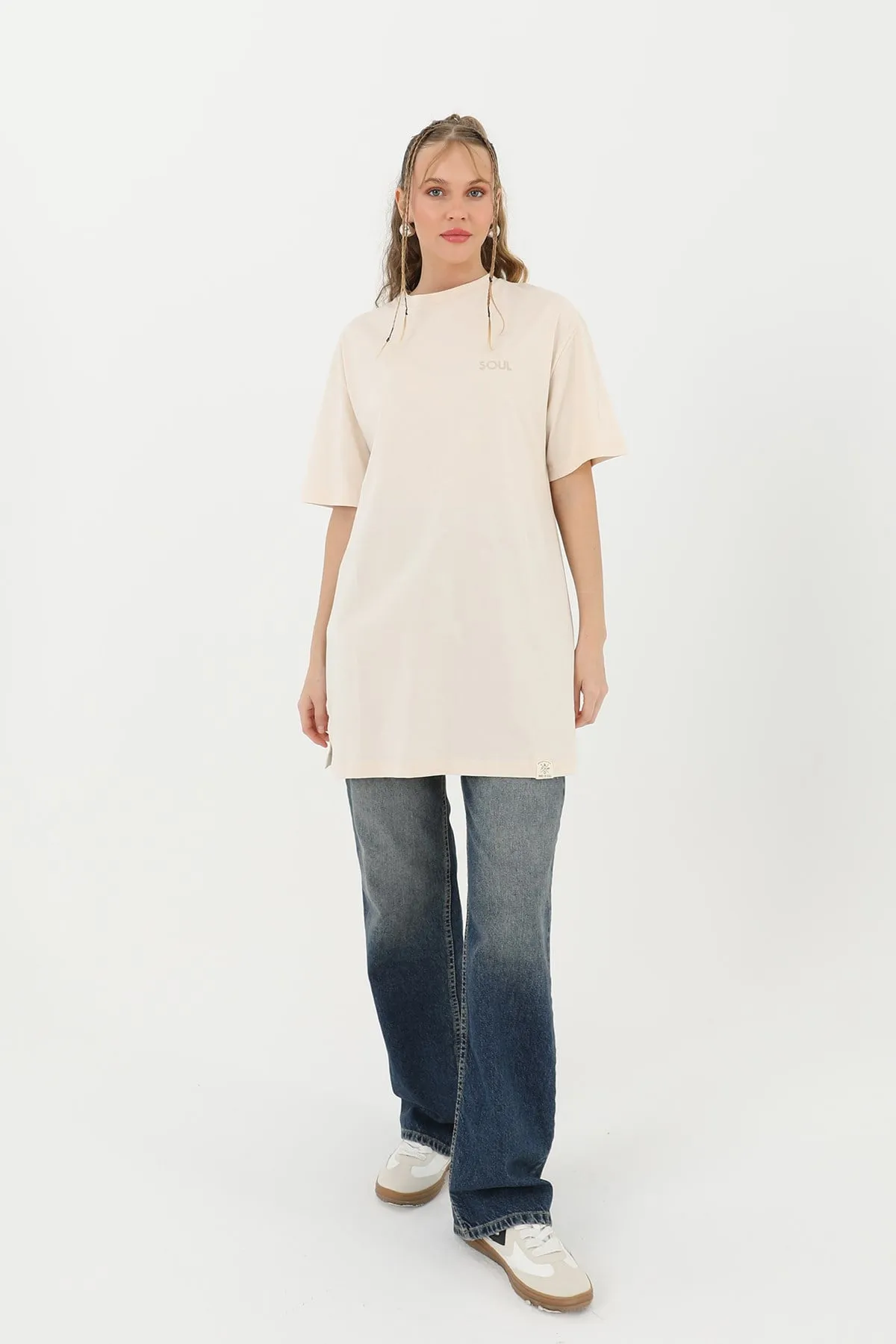 26Y3927 - BEJ - SOUL NAKIŞLI TSHIRT