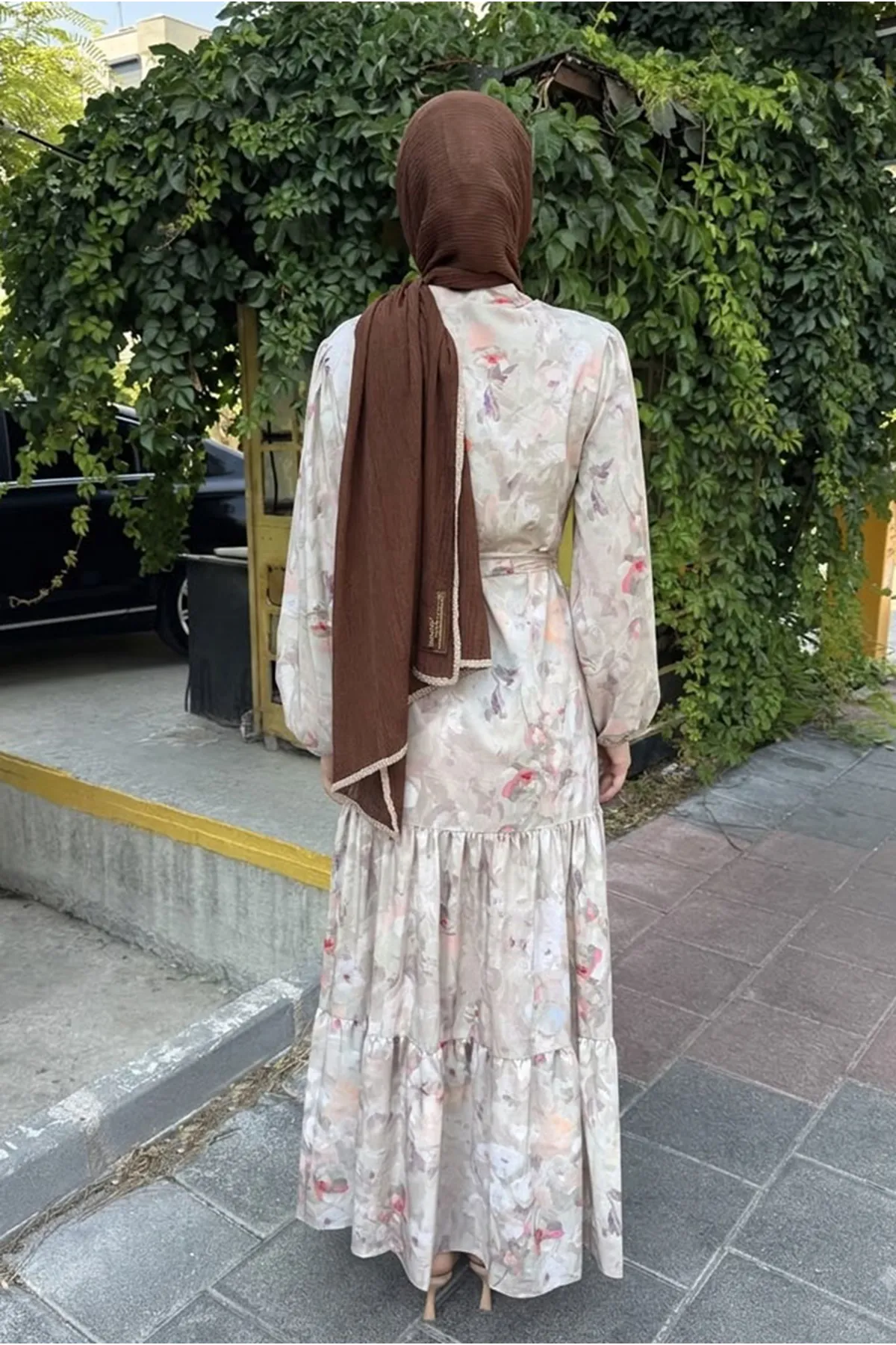 26Y7456 - BEJ - PASTEL YAZ ELBİSE