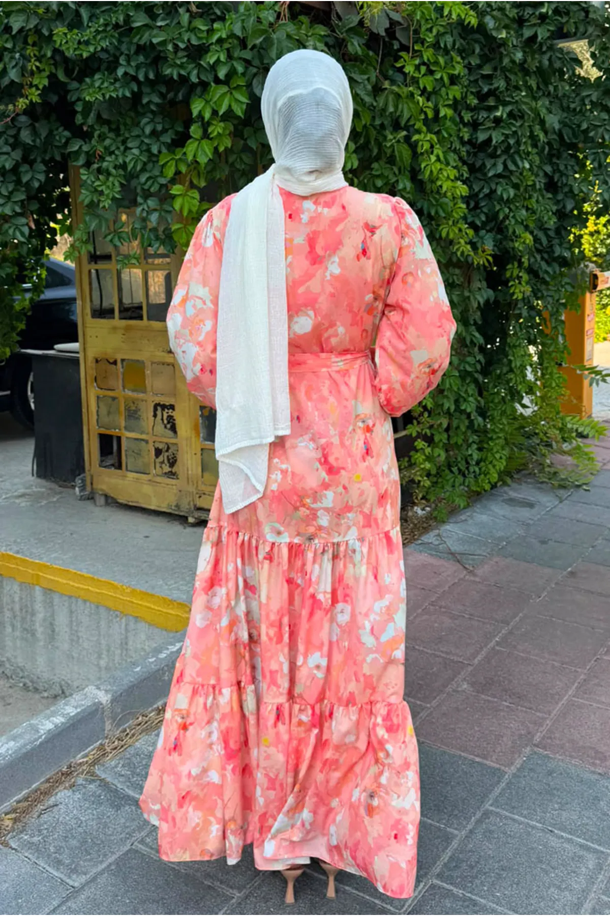 26Y7456 - TURUNCU - PASTEL YAZ ELBİSE