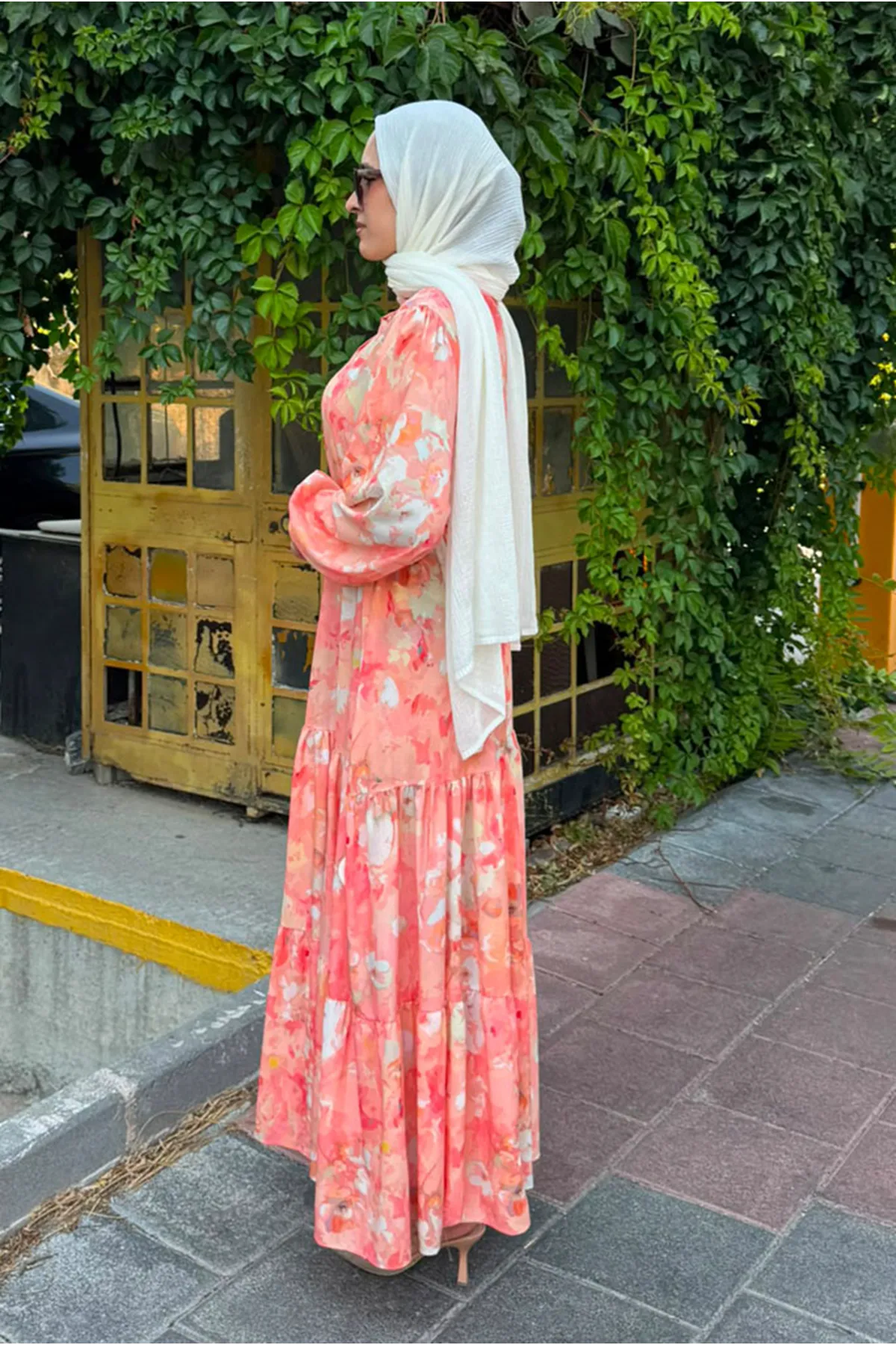 26Y7456 - TURUNCU - PASTEL YAZ ELBİSE
