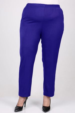 F-29020 Büyük Beden Beli Lastikli Boru Paça En Boy Pantolon - Saks