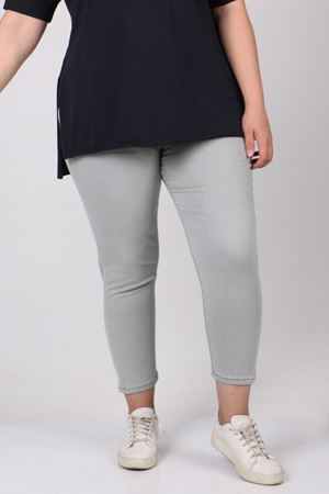 22Y9189 - Açık Gri -  Büyük Beden Beli Lastikli Dar Paça Kot Pantolon 