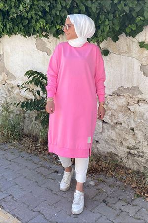 24K36450 - PEMBE - SOUL PUANE UZUN SWEAT