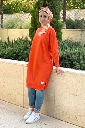 24K36450 - AÇIK KIRMIZI - SOUL PUANE UZUN SWEAT