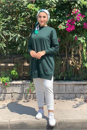 24K36440 - ZÜMRÜT - SOUL PUANE BASİC KISA SWEAT