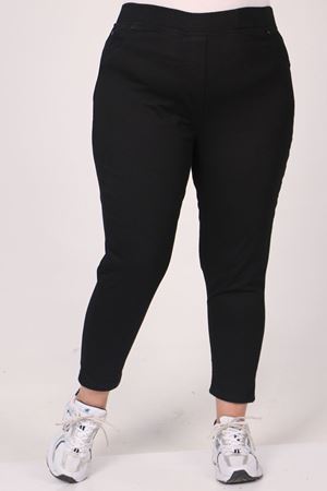 24K9184-5  - Siyah - Büyük Beden Beli Lastikli Dar Paça Yazlık Kot Pantolon