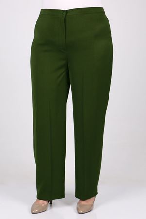 23Y29021  - Haki - Büyük Beden Beli Düğmeli En Boy Likra Pantolon