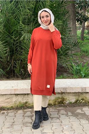 24K36450 - KİREMİT  - SOUL PUANE UZUN SWEAT