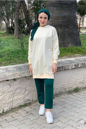 24K36440 - BEJ - SOUL PUANE BASİC KISA SWEAT