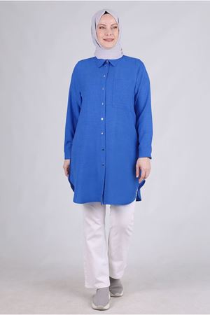 24Y2336 - SAKS - Büyük Beden Tesettür Cepli Tunik