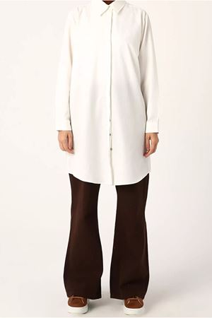 24Y4317 - EKRU - BÜYÜK BEDEN POPLİN GÖMLEK TUNİK