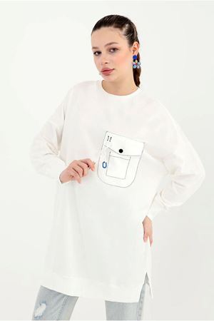 24Y4357 - EKRU - ZİNCİR DETAY SWEAT