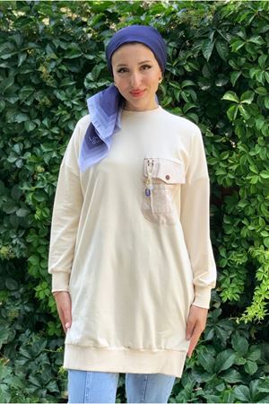 24Y4357 - BEJ - ZİNCİR DETAY SWEAT 