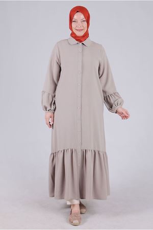 24Y2812 - TAŞ - Büyük Beden Tesettür Bebe Yaka Ferace 