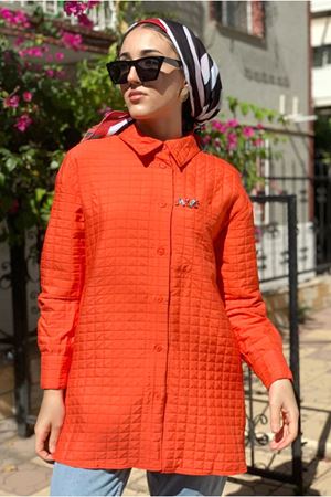 25K4121 - AÇIK KIRMIZI - TAŞ DETAYLI KAPİTONELİ CEKET